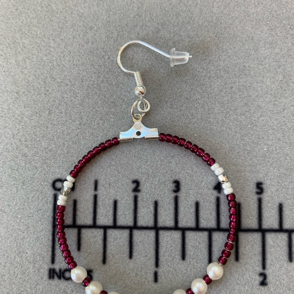 Handmade Beaded Hoop Earrings - Picture 5 of 11